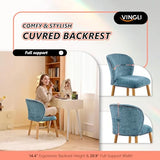 VINGLI Chenille Curved-Back Armless No Wheels Vanity Chair for Girls