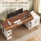 55" Height Adjustable Computer Desk with 3 Drawers, File Cabinet, Storage Shelves