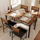 IRONCK Dining Table Set for 4, Wood Kitchen Table with Upholstered Chairs for Kitchen Room and Small Spaces