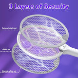 GooQand Bug Zapper Racket, 2 in 1 Electric Fly Swatter USB Rechargeable, 4000V Electric Fly Zapper with 3 Layer Safety Mesh, Indoor Outdoor Electric Racket for Kitchen, Bedroom, Camping