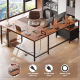 Furologee 66” L Shaped Desk with Power Outlet, Reversible Home Office Desk