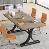 Conference Table, Modern Meeting Table for 8-10 People, Rectangle Seminar Boardroom Table for Office