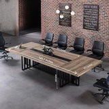 12ft Large Conference Table - 2" Thick Top & Metal Grid Base | Easy Assembly | Cable Management | Commercial Office Desk