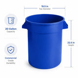 Getzi 6 Pack 20 Gallon Blue Round Commercial Trash Can, Heavy-Duty