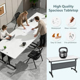 47.2in Folding Conference Table, Modular Meeting Table with Wheels 2Pack
