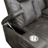 72" Power Reclining Sleeper Sofa Couch with USB Ports, Home Theater Power Reclining Loveseat with Cup Holders | Brownish Gray Lexicon