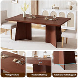 63" Long Dining Table for 6-8 People - Farmhouse Kitchen Table with Extra Thick Tabletop & Heavy-Duty Metal Legs, Walnut