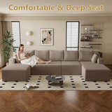 160" Cloud Sectional Boneless Couch U Shaped with Double Chaise, Comfy Corduroy Modular Sectional Couches for Living Room