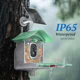 DOCOON Smart Bird Feeder with Camera, 2K HD AI Identify Birds Species, Bir d Watching Camera with Solar Panel, Instant Notifications, Ideal Present for Bir d Lover, Grass Green