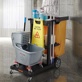 Cleaning Cart, 3-Shelf Commercial Janitorial Cart, 200 lbs Capacity Plastic Housekeeping Cart