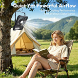 NAOIY Portable Fan, Camping Fan, 6-Inch Rechargeable Ultra Thin Foldable Desk Fan with LED Light, Built-in Power Bank, Remote Control, Hook for Outdoor Camping Tent Travel Emergency (20000mAh, Khaki)