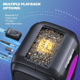 W-KING 270W Peak Party Large Loudest Bluetooth Speaker Bigest Boom Box, Portable Speakers Wireless/12 Custom Deepest Bass/Massive 125dB 6.5''x2 Subwoofer/IPX5/MIC&GTR in/USB/TF/AUX, Removable Battery