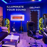 Dolphin KaraokeBox 380: Triple 8" Bluetooth Party Speaker – Powerful Sound System, Long-Lasting Rechargeable Battery, LED Lights, 35-Inch Tall, Portable Design, AUX/USB/TF/Bluetooth Connectivity