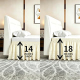 ANARACHON Full Bed Skirt, Wrap-Around Elastic Ruffled Eyelet Bed Skirt Full Size Dust Ruffle with Gathered Styling and Embroidered Details, 18" Drop Length (Light Yellow)