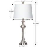 Cinyirong 28.75" Silver Table Lamps for Living Room,Touch Lamps for Bedrooms Set of 2 - Nightstand Table Lamp with USB C+A, 3 Way Dimmable Bedside Lamps End Tables Brushed Nickel