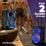 Dolphin 12-Inch Rechargeable Bluetooth Party Speaker – High Power Sound, TWS Compatibility, LED Lights, 5-Band Equalizer, Portable Design with Trolley and Wheels