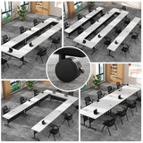 Modern Conference Table, Folding Conference Room Table with Rolling Wheels, Stackable Flip Top Mobile Training Table Modular Seminar Meeting Tables for Office,Conference Room,Classroom (6, W, 55in)