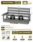 GREENVINES Porch Swing | 51’’ | HDPE Plastic | for Outdoor Patio | All Weather | Waterproof Bench Swings | w/ 4 Stainless Steel Chains | Grey