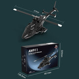 MechPuConToy RC Helicopter Model, AW-911 Air - Wolf 1/34 Scale 2.4G 9CH Flybarless RC Aircraft Model with 6G/3D Stunt Mode and GPS Positioning (RTF Version)