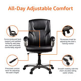Amazon Basics Executive High Back Office Chair, Adjustable Height, Tilt, Swivel, Padded Seat, Bonded Leather