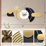 AXAORIRA 39x18 Inch Modern Decorative Wall Clock Battery Operated, Unique Silent Non-Ticking Large Clocks for Living Room, Kitchen, Bedroom, Office – Abstract Design Timepiece