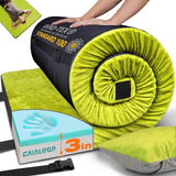 Gaialoop 3 Inch Memory Foam Camping Mattress, Dual Layer Thick Sleeping Camp Pad for Car Tent Cot, Roll-Up Portable Glamping Floor Bed for Guests Sleepover[Twin: 75 * 38 * 3"]