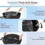 GREEN PARTY 18 inch Kettle Charcoal BBQ Grill with Wheels, Portable Charcoal Grill with Porcelain-Enameled Lid & Ash Catcher, Black