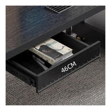 zhongxlla Standing Desk, Modern PC Desk Workstation with Drawer, Black Oak-Grain Finish Writing Table