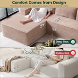 108" Camel L-Shaped Sectional Couch for Living Room