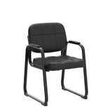 CLATINA Waiting Room Guest Chair with Bonded Leather Padded Arm Rest for Office Reception and Conference Desk Black with Sled Base 4 Pack