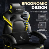 GTPLAYER Big and Tall Gaming Chair for Adults, Ergonomic Office Chair with Footrest, Heavy Duty 350 lbs Capacity, High Back, Premium Leather & Iridescent Trim, ACE-Armor, Yellow (Iridescent)