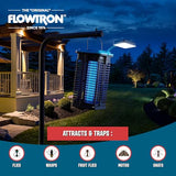 Flowtron Solar Bug Zapper | Portable Electric Insect Killer with UV Light & LED Lamp | USB-C and Solar Charging for 4000 mAh Battery | 530 Sq Ft Coverage from Gnats, Flies for Patio, Yard, Camping