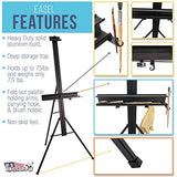 High Aluminum Single Mast Artists Studio Easel Stand for Sign and Floor Display - Heavy Duty Adjustable Extra Large