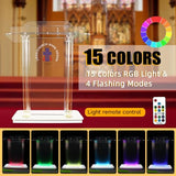 Customized Clear Church Pulpit with Wheels, 46”Transparent Church Podium