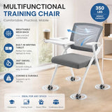 100 Pack Foldable Conference Chairs with Tablet Arm & Wheels Space-Saving