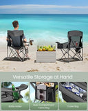 SONGMICS Camping Chair, Folding Oversized Chair, Comfortable and Heavy-Duty, 352 lb Weight Capacity, Adjustable Armrests with Cooler Bag, Storage Bag, Breathable Mesh, Slate Gray UGCB060G01