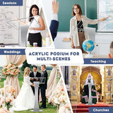 42.5" Pulpits for Churches, Acrylic Podium Stand with Iron Stable Bottom, Pulpit with 10MM Thickened Acrylic Countertop, Multi Function Lectern for Classroom