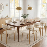 UVV Dining Chairs Set of 8, Metal Kitchen Chairs with Modern Fabric Upholstered for Dining Room, Beige