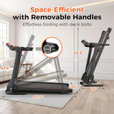 Lastforever Walking Treadmills with Extended Handrails, 2.5HP Quiet Motor, Heart Rate Monitor, 310 lbs Capacity, Treadmill for Seniors, Recovery & Home Jogging