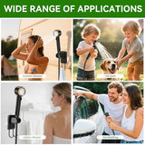 New Gen Portable Camping Shower with Heater & Foldable Bucket, Long-Lasting 6000mAh Rechargeable Camp Shower with Showerhead & Sprayer,Upgraded Pressure,5 Modes,Outdoor Camp Pump for Hiking,Travel,Pet