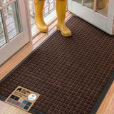 GORILLA GRIP 100% Waterproof All-Season WeatherMAX Doormat, 60x24, US Designed Natural Rubber, Stain and Fade Resistant, Low Profile Indoor Outdoor Door Mats, Easy Clean Patio Mat, Coffee Squares