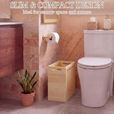SiliFine 2 Pack Wicker Waste Basket Farmhouse Rattan Garbage Can Wood Trash Bin