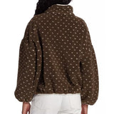 Talakeno Womens Fleece Sweatshirt Half Zip Sherpa Pullover Jackets Warm Long Sleeve Vintage Hiking Coat with Pockets(Brown,M)