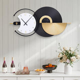 Anmotpe Large Wall Clock Geometric Oversize Modern Clocks Battery Operated Gold Iron Silent Non-Ticking Big Clocks for Living Room, Kitchen, Dining Room, Bedroom
