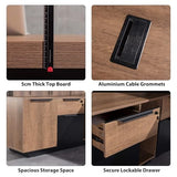 SAINTCY L-Shaped Executive Desk, Retractable Office Desk with Drawers