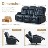 URRED Power Loveseat Recliner Sofa with Massage and Heat，Dark Blue