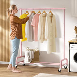 SLEEPING LAMB Heavy Duty Clothing Racks for Hanging Clothes Rack, 43" Wide Rolling Garment Rack Metal Clothing Hanger Rack (Pink)