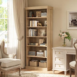 Vyre 70.8" Tall Brown Bookshelf, Farmhouse Modular Bookcase with 6-Tier