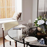 POVISON 51" Modern Round Dining Table, Glass