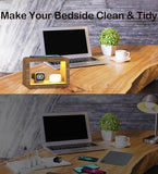 Bamboo Charging Station for Multiple Devices,15W Fast Wireless Charging Station with Nightlight, 3 Color & 4 Adjustable Brightness Compatible